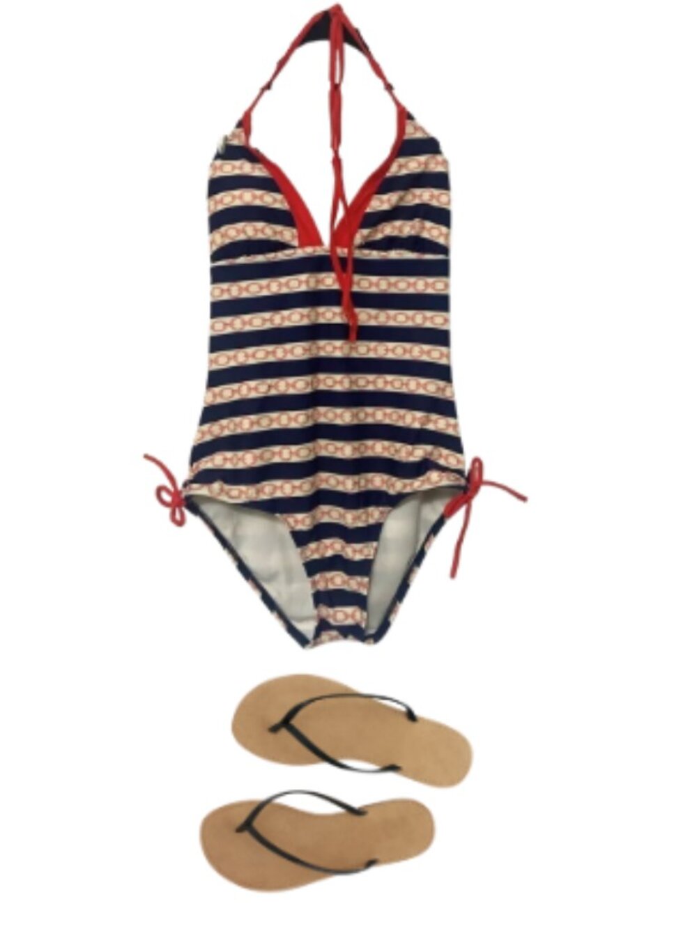 VM sailor pinup nautical one piece swimsuit size M coastal red white blue